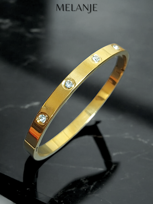 Stainless Steel Statement Gold Stone Bracelet